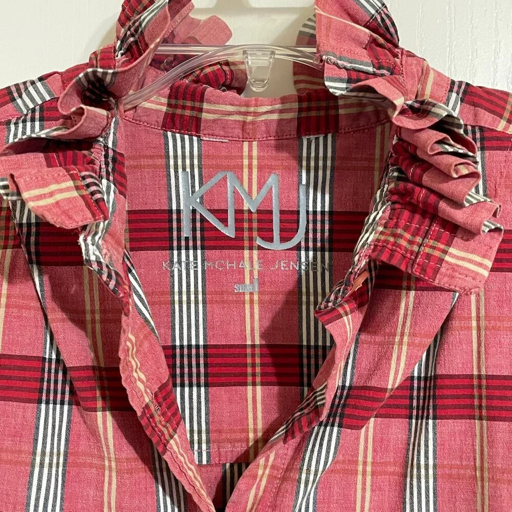 KMJ Kate McHale Jensen Red Gingham Olivia Blouse Top - Size Small - Picture 3 of 3